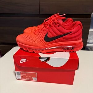 Nike Air Max 2017 Sneakers Men's Shoes Bright Crimson Red Black Size 7